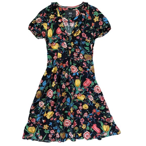 Anthropologie Maeve Bloedel Floral Mini Dress Black Size 0 - Picture 7 of 13